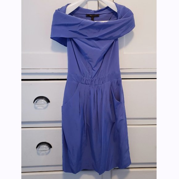 NWOT BCBGMaxAzria Hydrangea Blue 100% Silk Dress - Picture 1 of 9